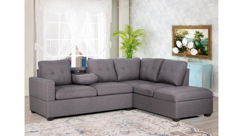 Mia Sectional (power outlet, USB with drop down tray)